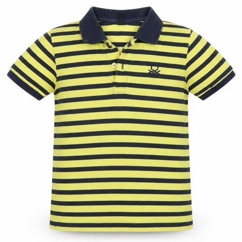 Preworn Boys Yellow Striped  Basic Polo Size M