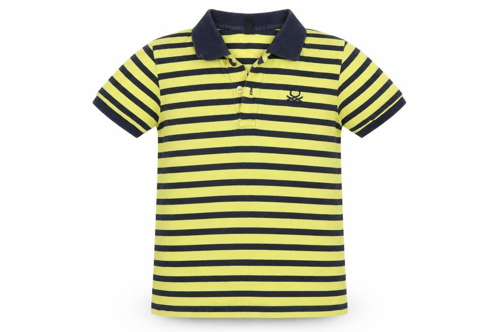 Preworn Boys Yellow Striped  Basic Polo Size M