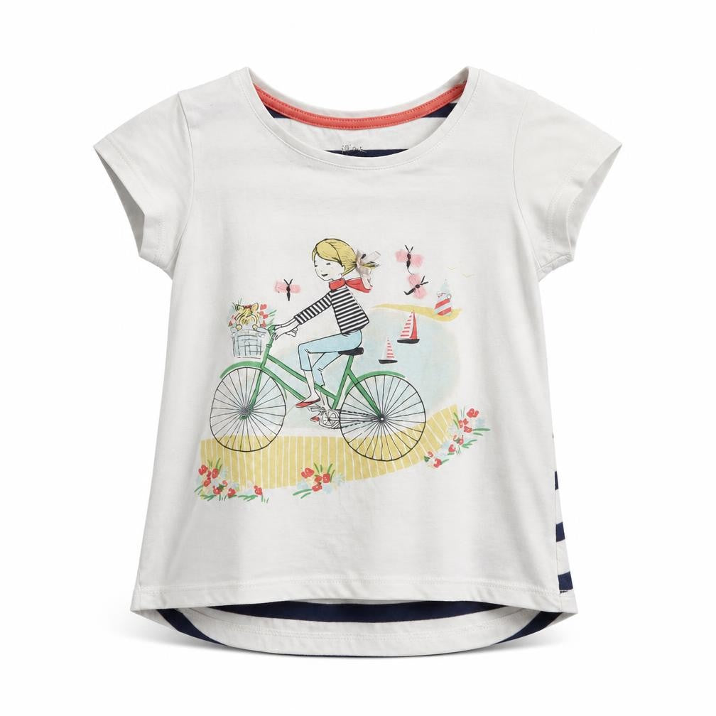 Jillian's Closet Girls White Striped  Basic T-Shirt Size 6 Years
