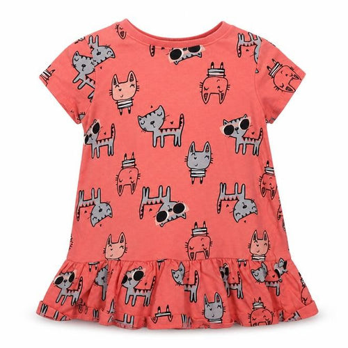 George Girls Pink Animal Print  Trapeze & Swing  Size 18-24 Months  - cats and rabbits