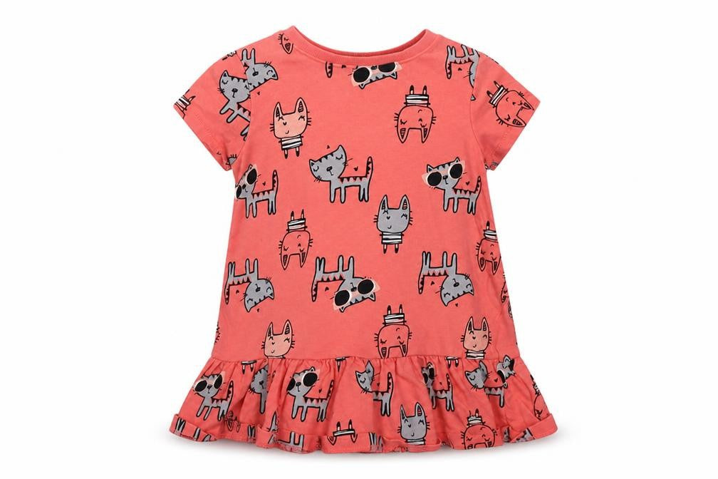 George Girls Pink Animal Print  Trapeze & Swing  Size 18-24 Months  - cats and rabbits