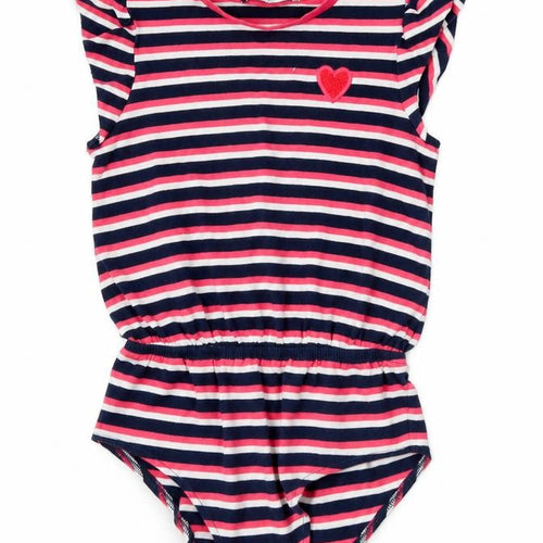 Marks and Spencer Girls Pink Striped  Basic T-Shirt Size 6-7 Years