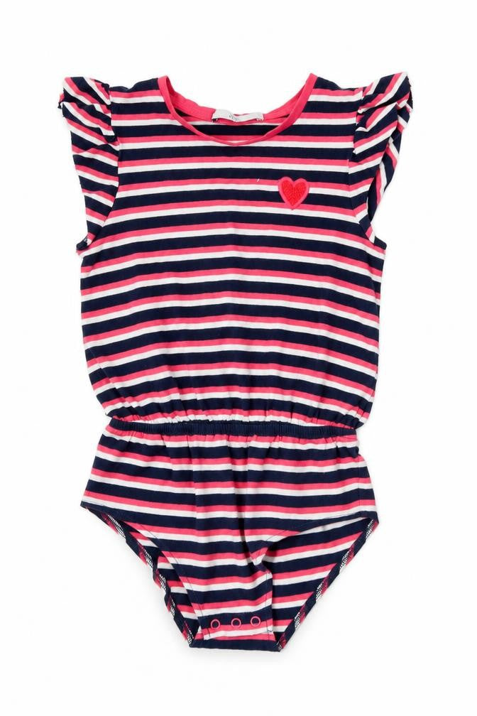 Marks and Spencer Girls Pink Striped  Basic T-Shirt Size 6-7 Years