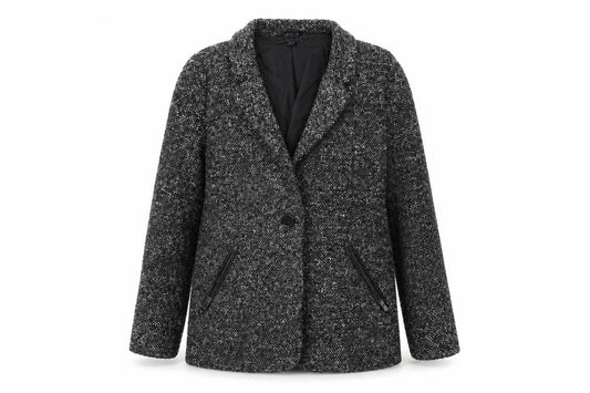Front view of Blonde + Blonde women’s green jacket coat, size UK 12