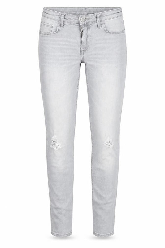 Front view of H&M girls’ grey denim skinny jeans, size 11, years - distressed