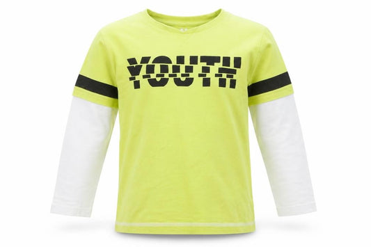 Front view of Very boys’ yellow solid pyjama top, size 7, years - youth