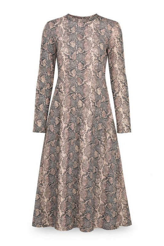 Front view of Primark women’s brown animal print chiffon a-line, size UK 4