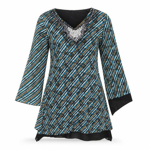 Rupali Womens Multicoloured Striped  A-Line  Size S  - Beaded