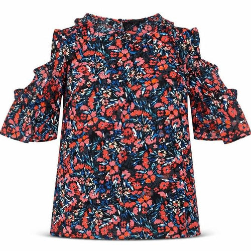 F&F Womens Multicoloured Floral  Basic Blouse Size 8  - cold shoudler