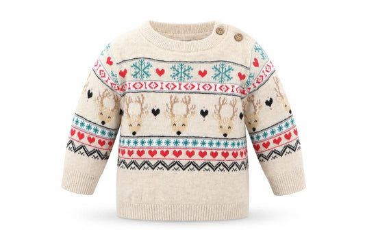 Front view of Very girls’ brown knit jumper, size 0-3, months - winter
