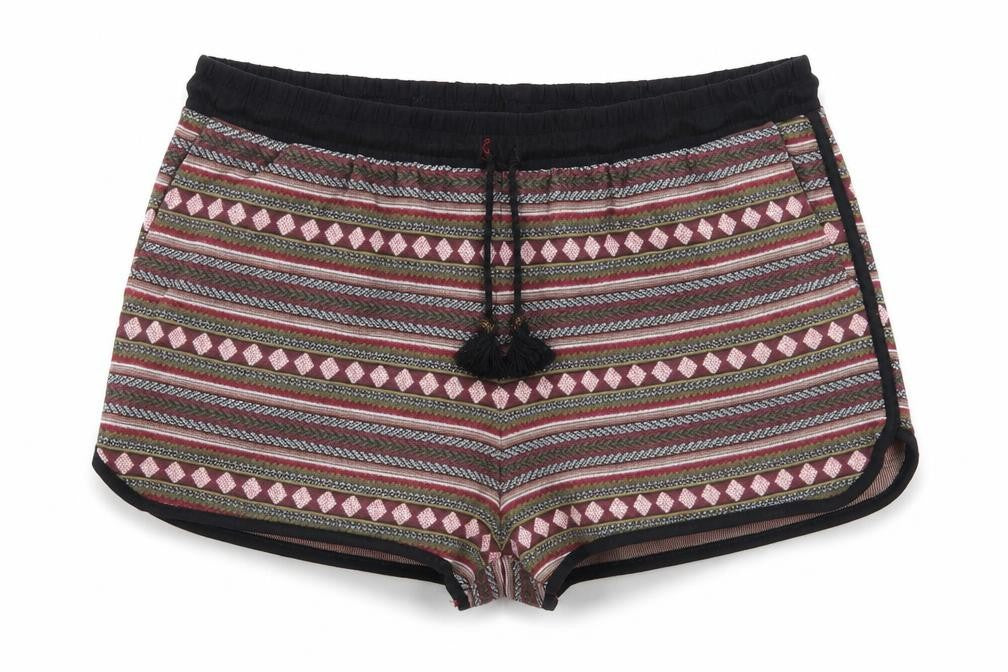 Preworn Womens Red Geometric  Sweat Shorts Size 36 in