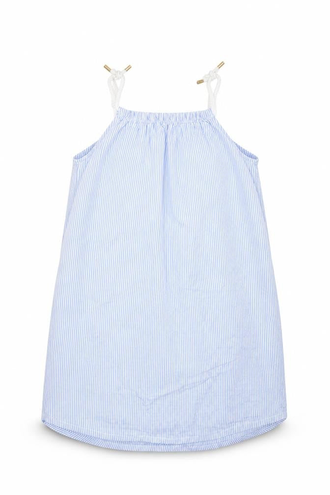 Front view of H&M girls’ blue striped basic blouse, size 7-8, years
