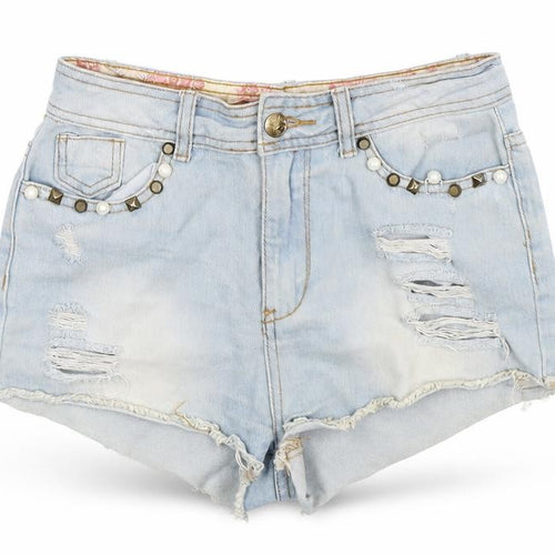 Denim Co Womens Blue  Denim Hot Pants Shorts Size 8 - Distressed