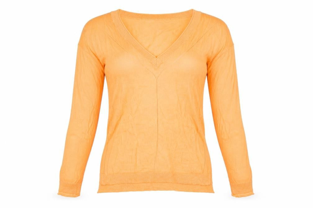 Front view of Next women’s orange knit jumper, size UK 6