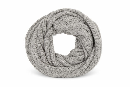 Front view of Avon women’s grey knit shawl/wrap
