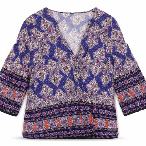 New Look Womens Multicoloured Geometric  Wrap Blouse Size 8