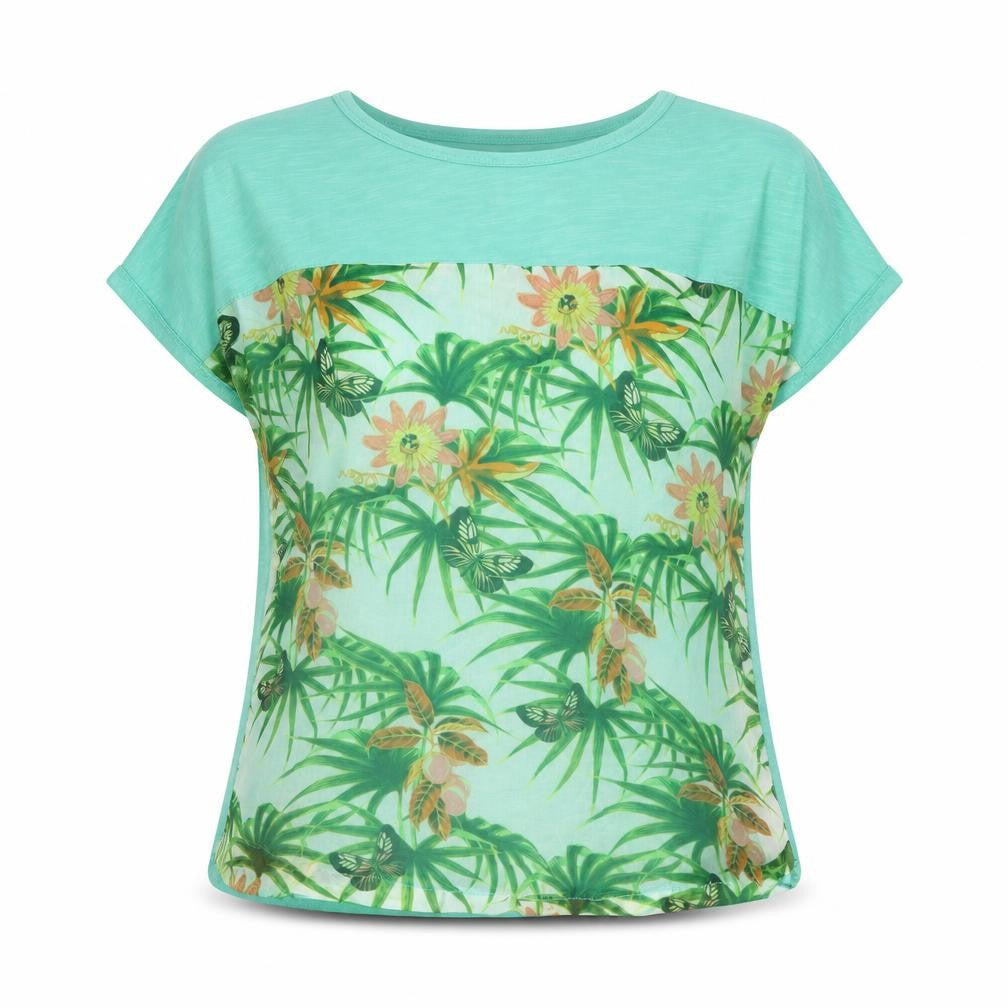 Tifosi Womens Green Floral  Basic T-Shirt Size 12