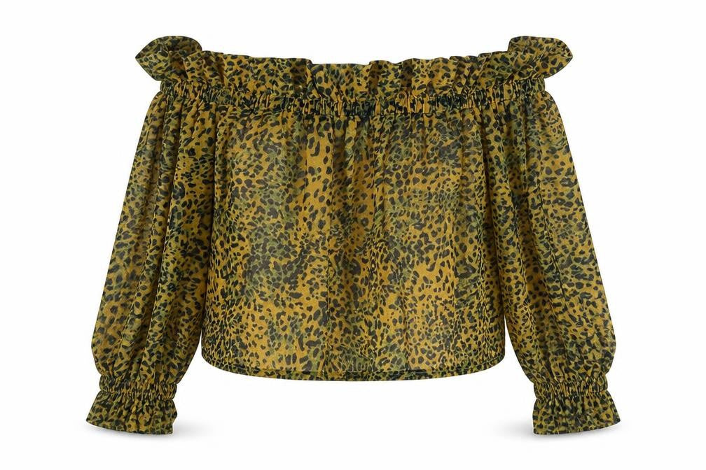sacred hawk Womens Orange Animal Print  Cropped Blouse Size S