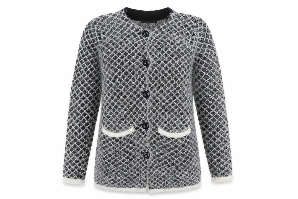 Silver Swan Womens Black Plaid  Cardigan Jumper Size XL