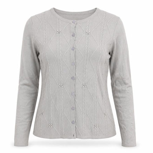Bon Marché Womens Grey Houndstooth  Cardigan Jumper Size S