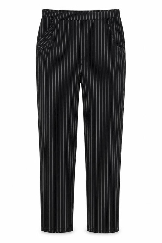 Front view of PRETTYLITTLETHING women’s black trousers, size UK 10, 28-inch leg