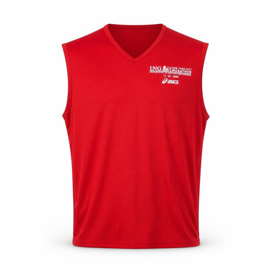 Front view of Oasis men’s red basic tank, size M