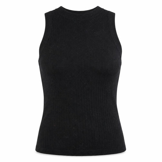 Front view of H&M women’s black basic blouse, size S