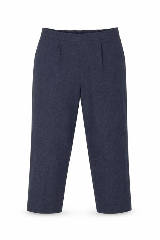 Front view of Bonmarché women’s blue trousers, size UK 16, 23-inch leg