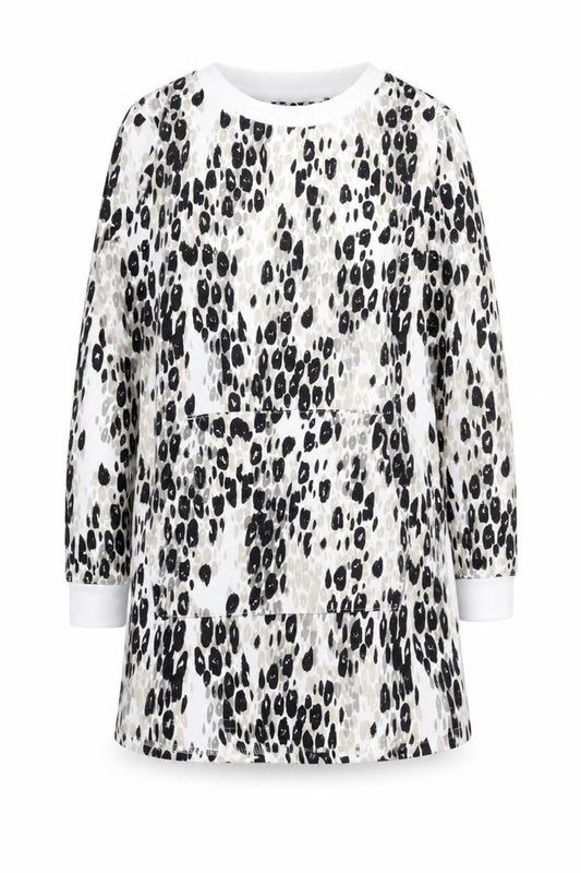 Front view of Capsule women’s beige animal print jumper dress, size UK 10