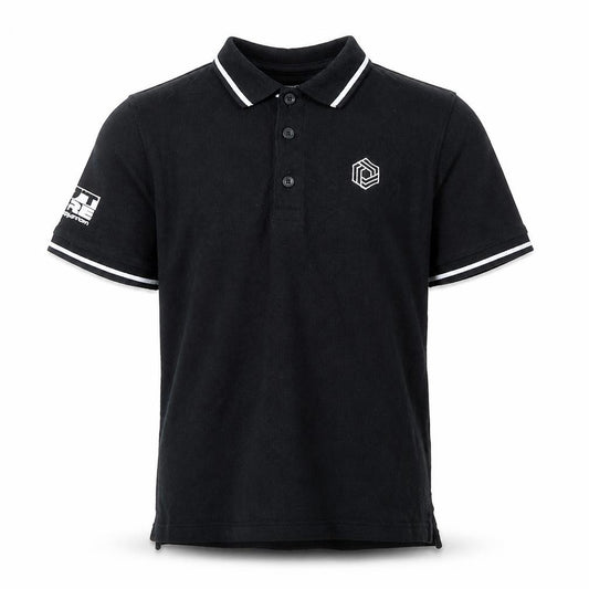Front view of F&F boys’ black basic polo, size 8-9, years