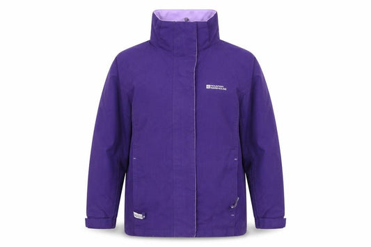Front view of mountin Wearhouse girls’ purple basic coat coat, size 7-8, years