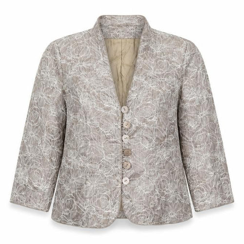 Country Casuals Womens Beige Floral  Jacket Suit Jacket Size 12