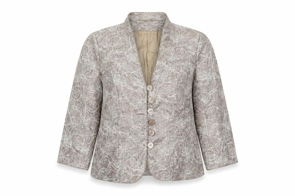 Country Casuals Womens Beige Floral  Jacket Suit Jacket Size 12