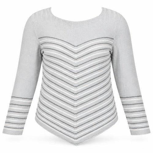 Classic Womens Grey Striped  Pullover Jumper Size M