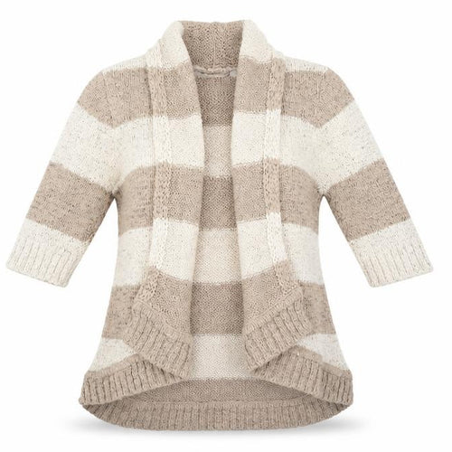 lucy & laurel Womens Beige Striped  Cardigan Jumper Size 14