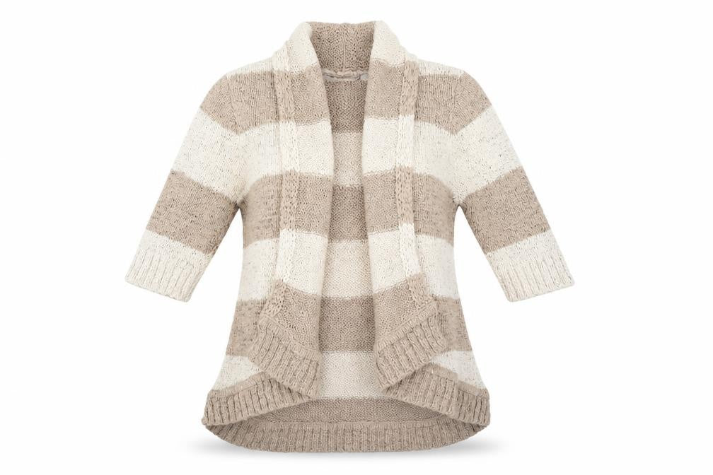 lucy & laurel Womens Beige Striped  Cardigan Jumper Size 14