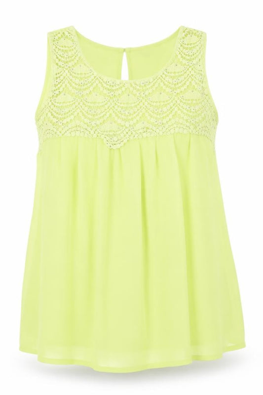 Front view of Dorothy Perkins women’s green camisole tank, size UK 16