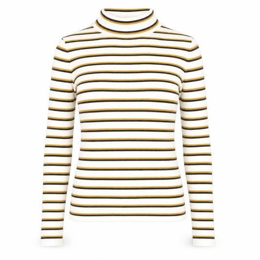 Front view of Primark women’s multicoloured striped jumper, size UK 12