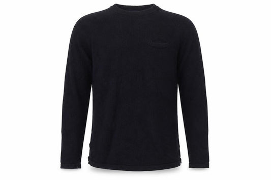 Front view of H&M men’s blue knit jumper, size S