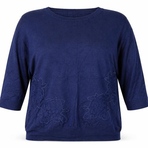 Soon Womens Blue Floral  Pullover Jumper Size 18