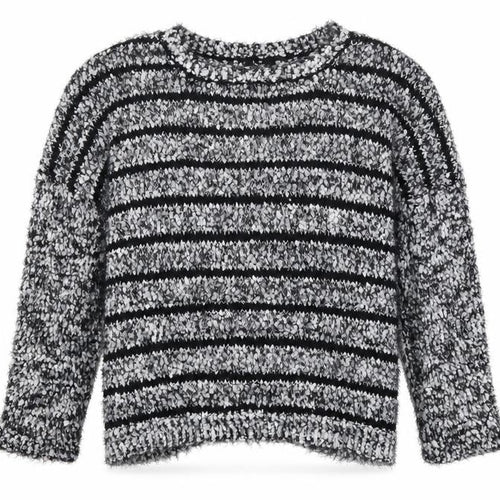 Klass Womens Grey Striped  Pullover Jumper Size L