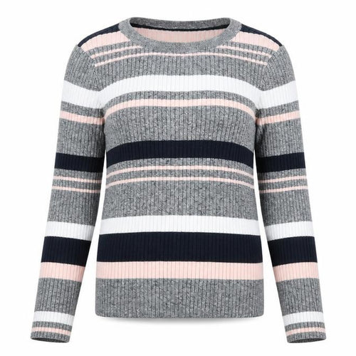 Divided Womens Grey Striped  Pullover Jumper Size M