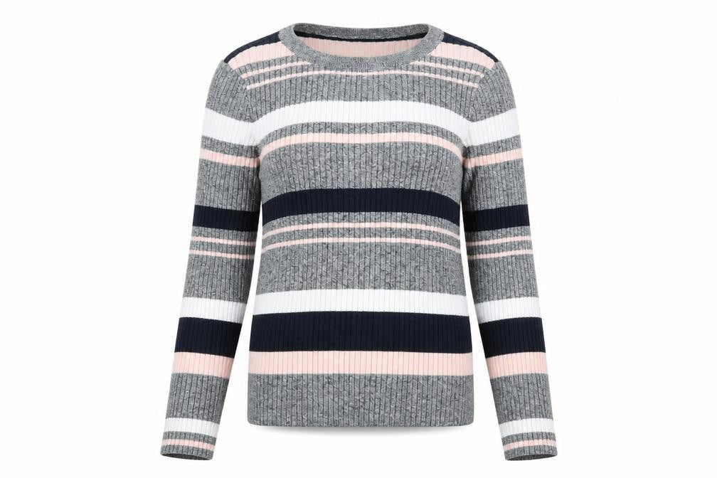 Divided Womens Grey Striped  Pullover Jumper Size M