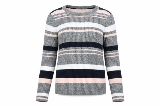 Front view of Divided women’s grey striped jumper, size M