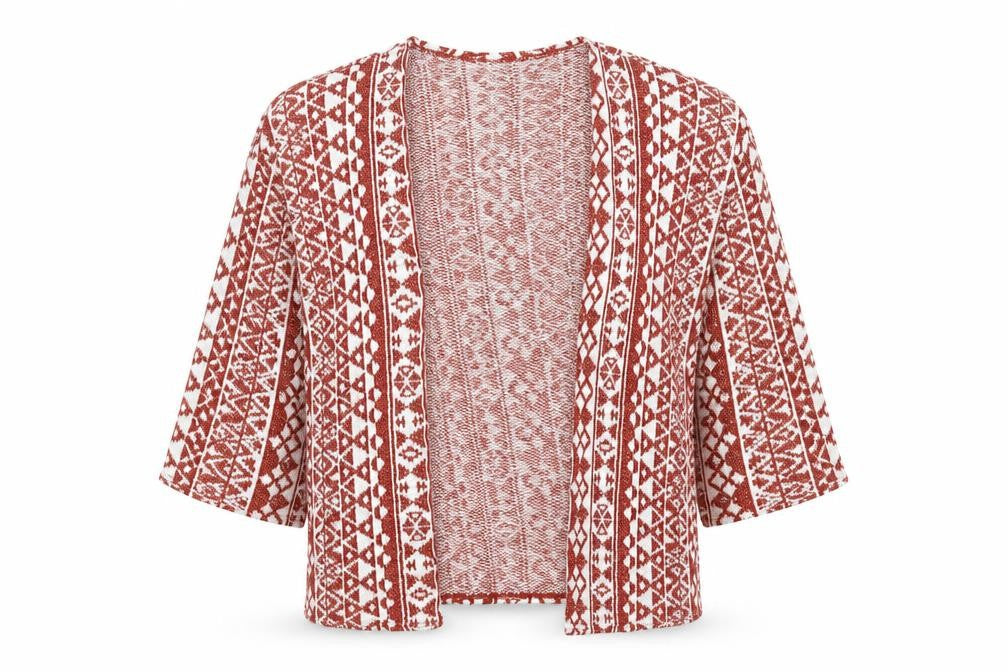 Divided by H&M Womens Red Geometric  Cardigan Jumper Size XS