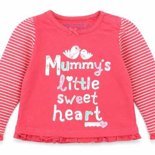 TU Girls Red Striped  Basic T-Shirt Size 6-9 Months