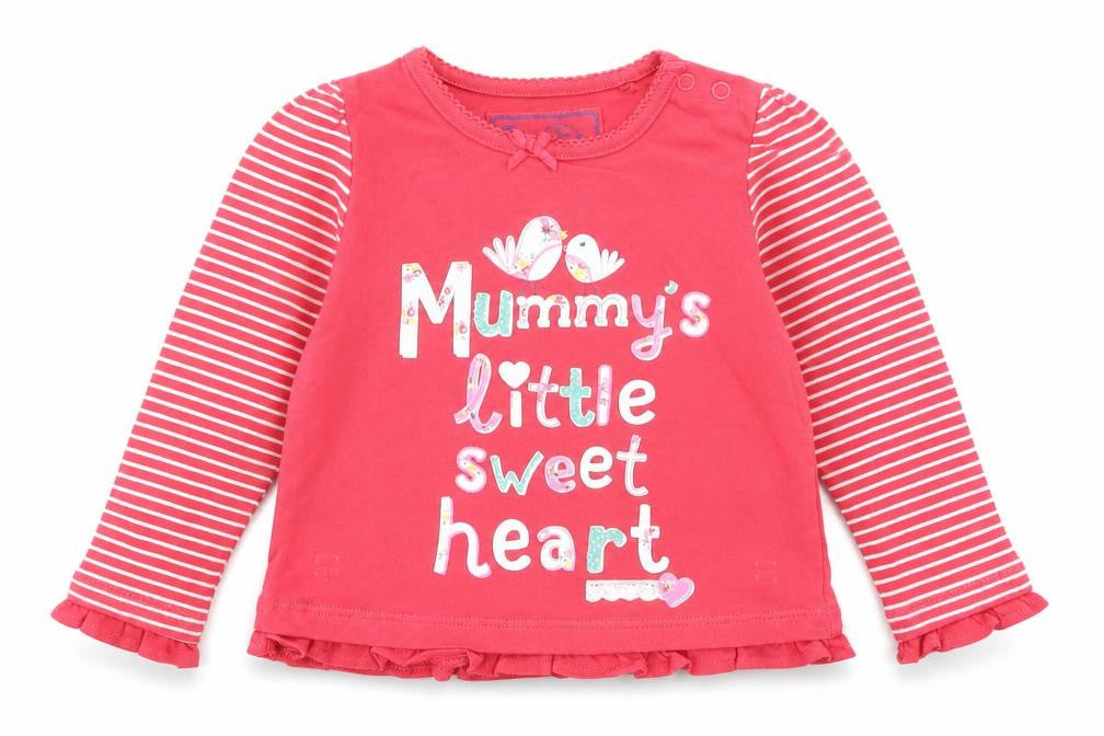 TU Girls Red Striped  Basic T-Shirt Size 6-9 Months
