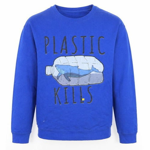 Lane Seven Mens Blue   Pullover Sweatshirt Size S  - plastic kills