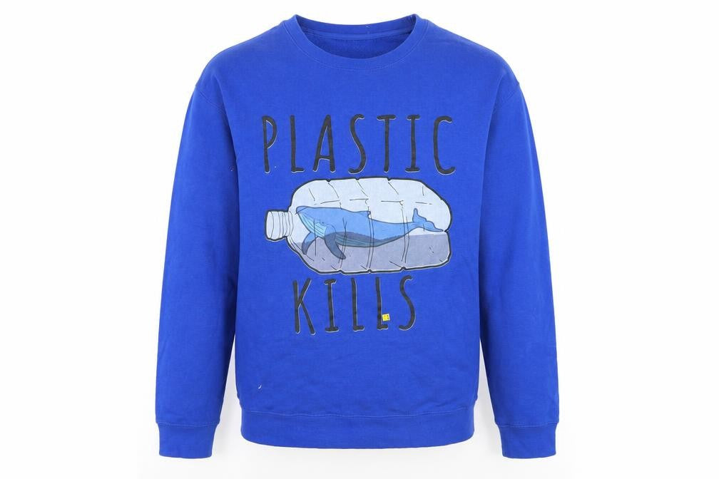 Lane Seven Mens Blue   Pullover Sweatshirt Size S  - plastic kills
