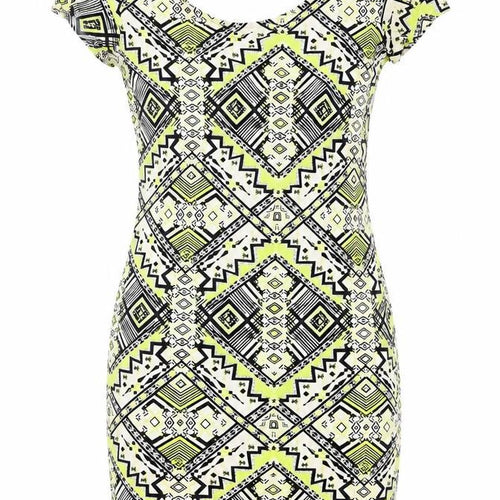 New Look Womens Yellow Geometric  Bodycon  Size 12